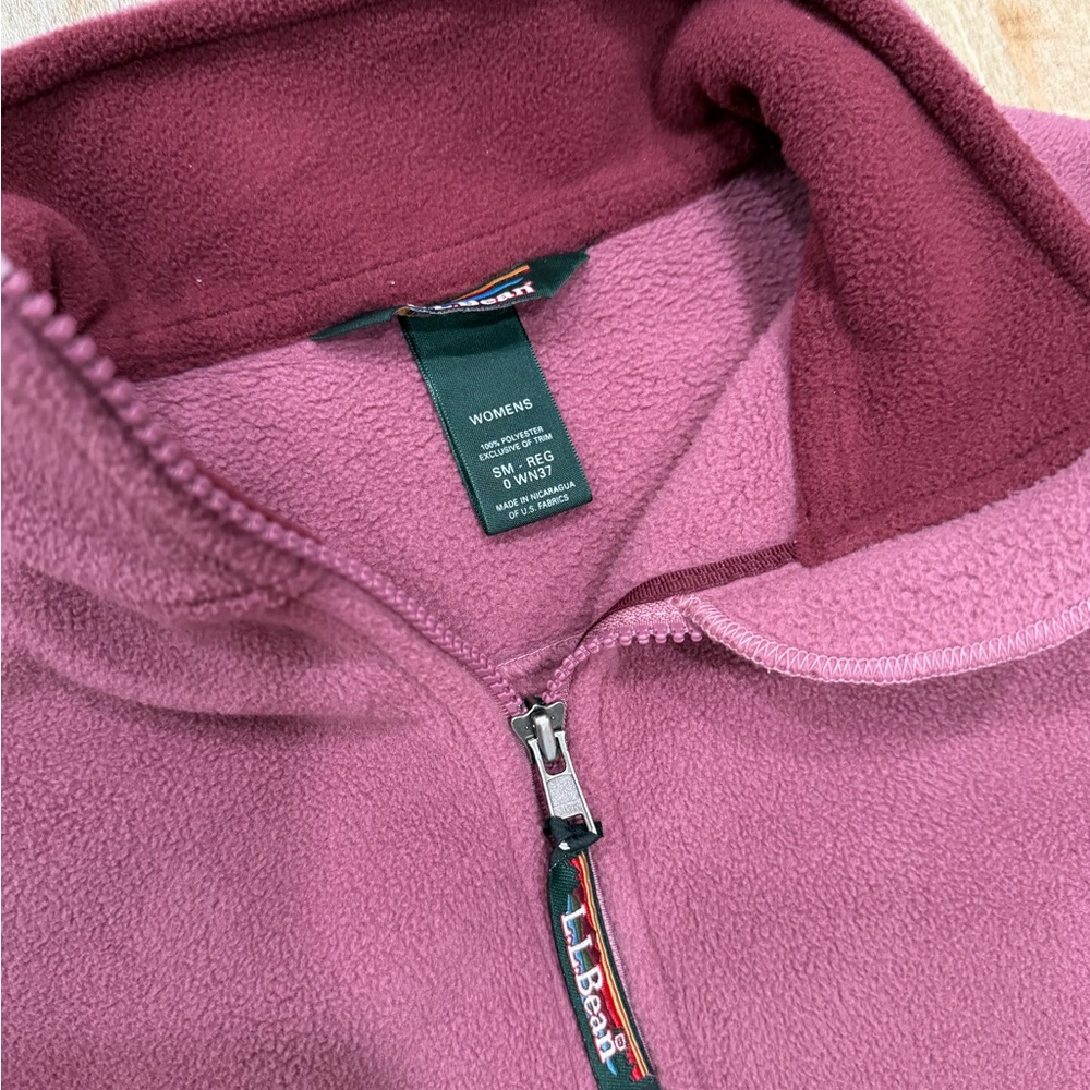 L.L. Bean Raspberry Quarter-Zip Fleece - Picture 2 of 3